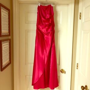 Hot pink strapless prom dress